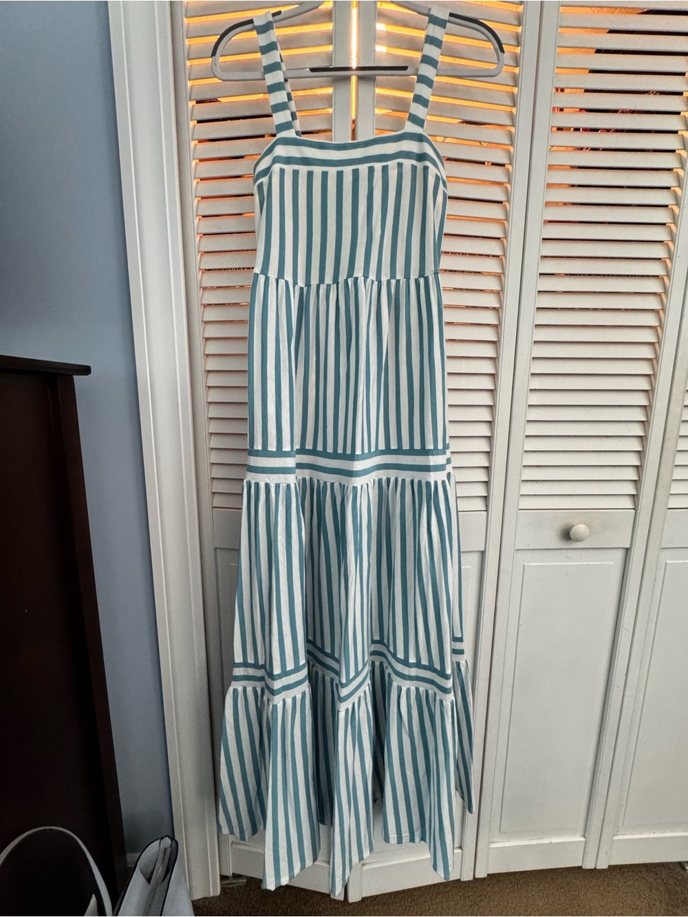 LOFT Beach Teal and White Striped Sundress